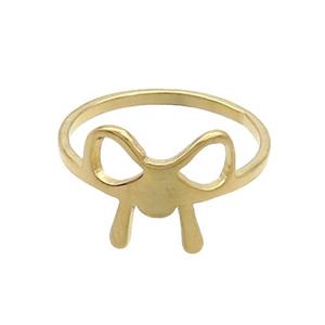 Stainless Steel Bowknot Rings Gold Plated, approx 12-13mm, 18mm dia