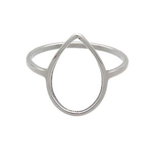 Raw Stainless Steel Rings Teardrop, approx 10-15mm, 18mm dia
