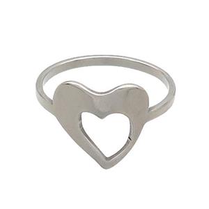 Raw Stainless Steel Rings Heart, approx 12-14mm, 18mm dia