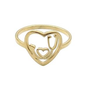 Stainless Steel Heart Rings ILOVEU Gold Plated, approx 12-12.5mm, 18mm dia