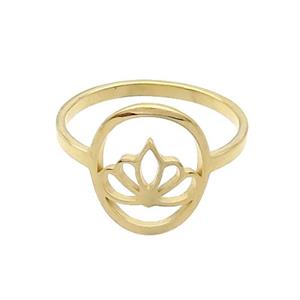 Stainless Steel Crown Rings Gold Plated, approx 12-14mm, 18mm dia