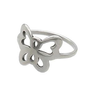 Raw Stainless Steel Rings Butterfly, approx 12-14mm, 18mm dia