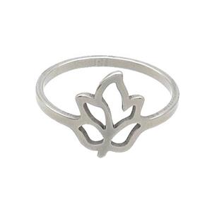 Raw Stainless Steel Flower Tulip Rings Flower, approx 11-13mm, 18mm dia