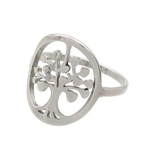 Raw Stainless Steel Rings Tree Of Life, approx 15-17mm, 18mm dia