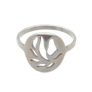Raw Stainless Steel Rings Flower, approx 13-13.5mm, 18mm dia