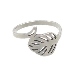 Raw Stainless Steel Leaf Rings, approx 10-13mm, 18mm dia