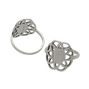 Raw Stainless Steel Rings Flower, approx 14-16mm, 18mm dia