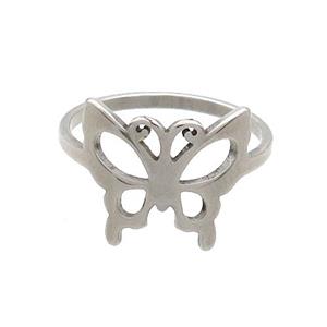 Raw Stainless Steel Rings Butterfly, approx 13-14mm, 18mm dia