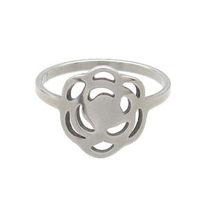 Raw Stainless Steel Rings Flower, approx 14mm, 18mm dia