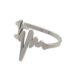 Raw Stainless Steel Rings Heartbeat, approx 13mm, 18mm dia