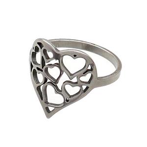 Raw Stainless Steel Heart Rings, approx 16mm, 18mm dia