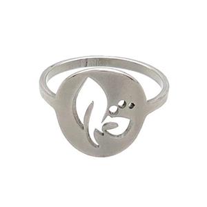 Raw Stainless Steel Rings Flower, approx 13.5mm, 18mm dia