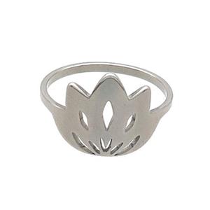 Raw Stainless Steel Lotus Rings Flower, approx 12-14mm, 18mm dia