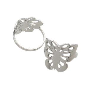 Raw Stainless Steel Rings Butterfly, approx 17mm, 18mm dia