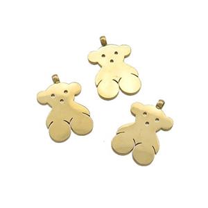 Stainless Steel Bear Pendant Gold Plated, approx 8-11mm