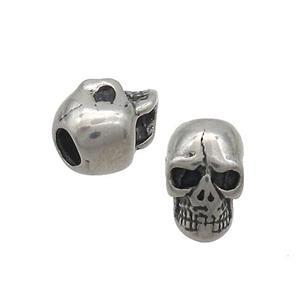 Stainless Steel Skull Beads Large Hole Antique Silver, approx 7.5-11mm, 4mm hole