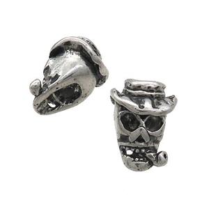 Stainless Steel Skull Beads Large Hole Antique Silver, approx 10-14mm, 3mm hole