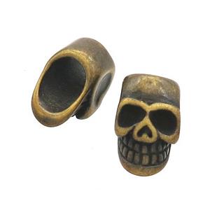 Stainless Steel Skull Beads Large Hole Antique Bronze, approx 9-14.5mm, 6mm hole