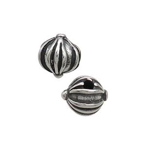 Stainless Steel Lantern Beads Antique Silver, approx 8mm