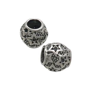 Stainless Steel Barrel Beads Antique Silver, approx 10mm, 5mm hole