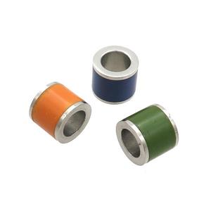 Raw Stainless Steel Column Beads Enamel Large Hole Mixed, approx 11.5mm, 7mm hole
