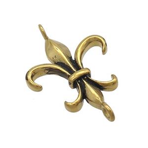 Stainless Steel Connector Fleur-de-lis Charms Antique Gold, approx 18-20mm