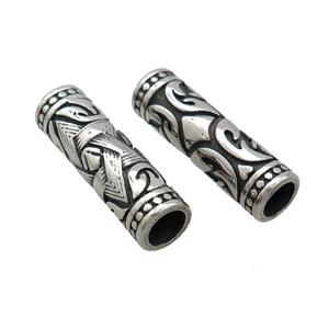 Stainless Steel Column Tube Beads Large Hole Antique Silver, approx 9-30mm, 6mm hole