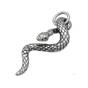 Stainless Steel Snake Charms Pendant Antique Silver, approx 15-40mm