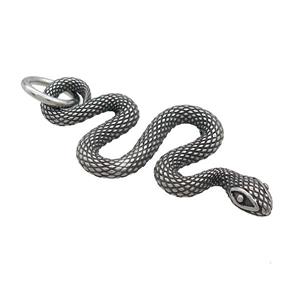 Stainless Steel Snake Pendant Antique Silver, approx 20-42mm