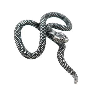 Stainless Steel Snake Pendant Antique Silver, approx 36-50mm