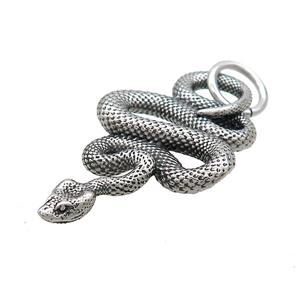 Stainless Steel Snake Pendant Antique Silver, approx 23-40mm