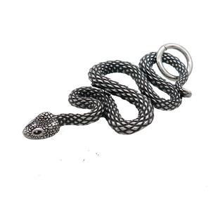 Stainless Steel Snake Pendant Antique Silver, approx 24-43mm