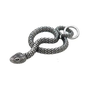 Stainless Steel Snake Pendant Antique Silver, approx 25-45mm