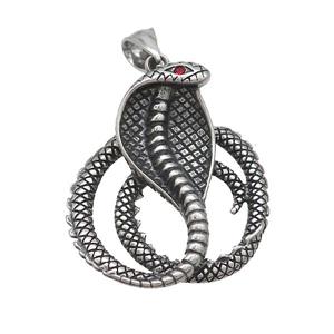 Stainless Steel Snake Pendant Antique Silver, approx 30-40mm