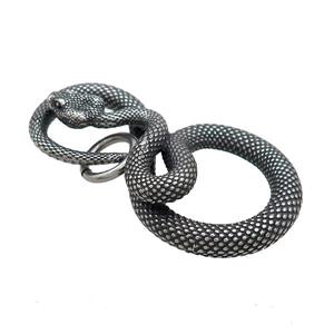 Stainless Steel Snake Pendant Antique Silver, approx 28-50mm