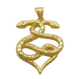 Stainless Steel Snake Charms Pendant Double Gold Plated, approx 30-40mm