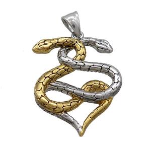 Stainless Steel Snake Pendant Double Gold Plated, approx 30-40mm