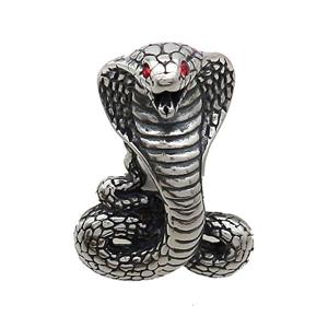Stainless Steel Snake Pendant Pave Rhinestone Antique Silver, approx 25-35mm