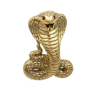 Stainless Steel Snake Charms Pendant Pave Rhinestone Gold Plated, approx 25-35mm
