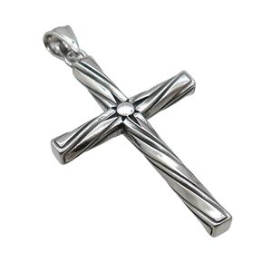 Stainless Steel Cross Pendant Antique Silver, approx 35-50mm