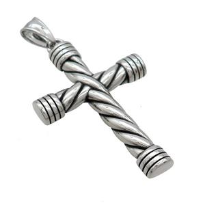 Stainless Steel Cross Pendant Antique Silver, approx 32-48mm