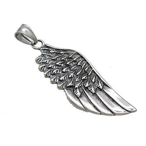 Stainless Steel Angel Wings Pendant Antique Silver, approx 20-50mm