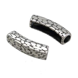 Stainless Steel Tube Beads Curved Large Hole SnakeSkin Antique Silver, approx 8-35mm, 7mm hole