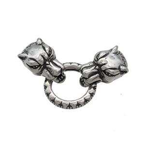 Stainless Steel Cord End Tiger Closed Ring Antique Silver, approx 18mm, 10-17mm, 8mm hole