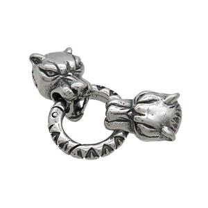 Stainless Steel Cord End Tiger Ring Antique Silver, approx 18mm, 10-17mm, 8mm hole