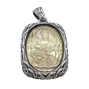 Copper Buddha Pendant Gold Plated Stainless Steel Wrapped Antique Silver, approx 30-40mm