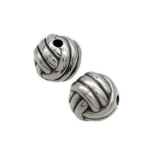 Stainless Steel Beads Round Antique Silver, approx 10mm