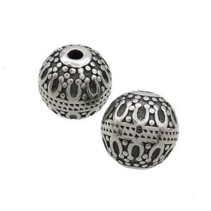 Stainless Steel Beads Round Antique Silver, approx 10mm