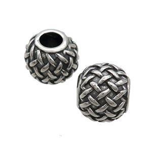 Stainless Steel Beads Round Large Hole Antique Silver, approx 10-11.5mm, 4mm hole