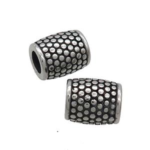 Stainless Steel Barrel Beads Large Hole Antique Silver, approx 9-11mm, 5mm hole